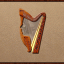 Harp with vibrating strings